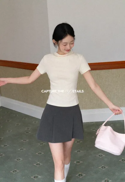 Pleated A-line Mini Skirt