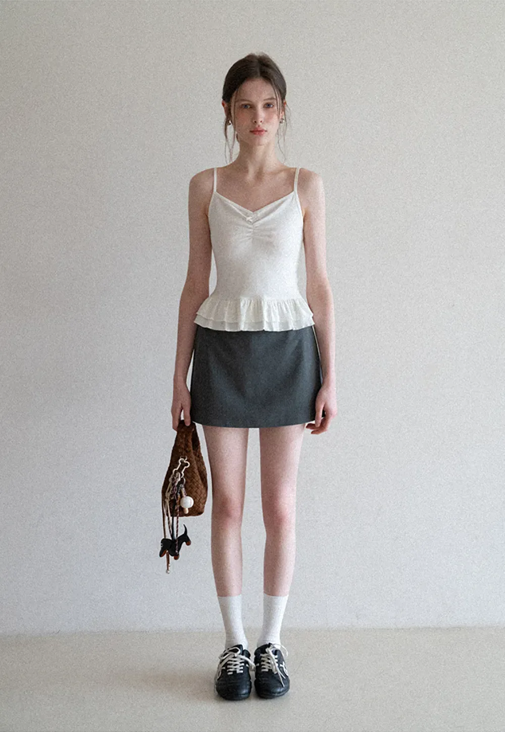 floral peplum tank top with ruffle hem