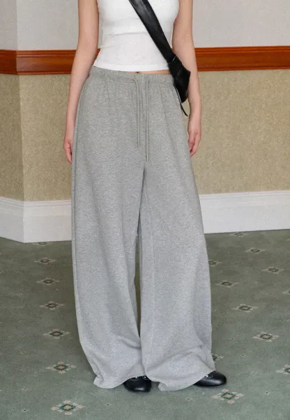 Wide Leg Drawstring Waist Casual Pants