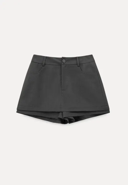 High waist tailored shorts with lace trim