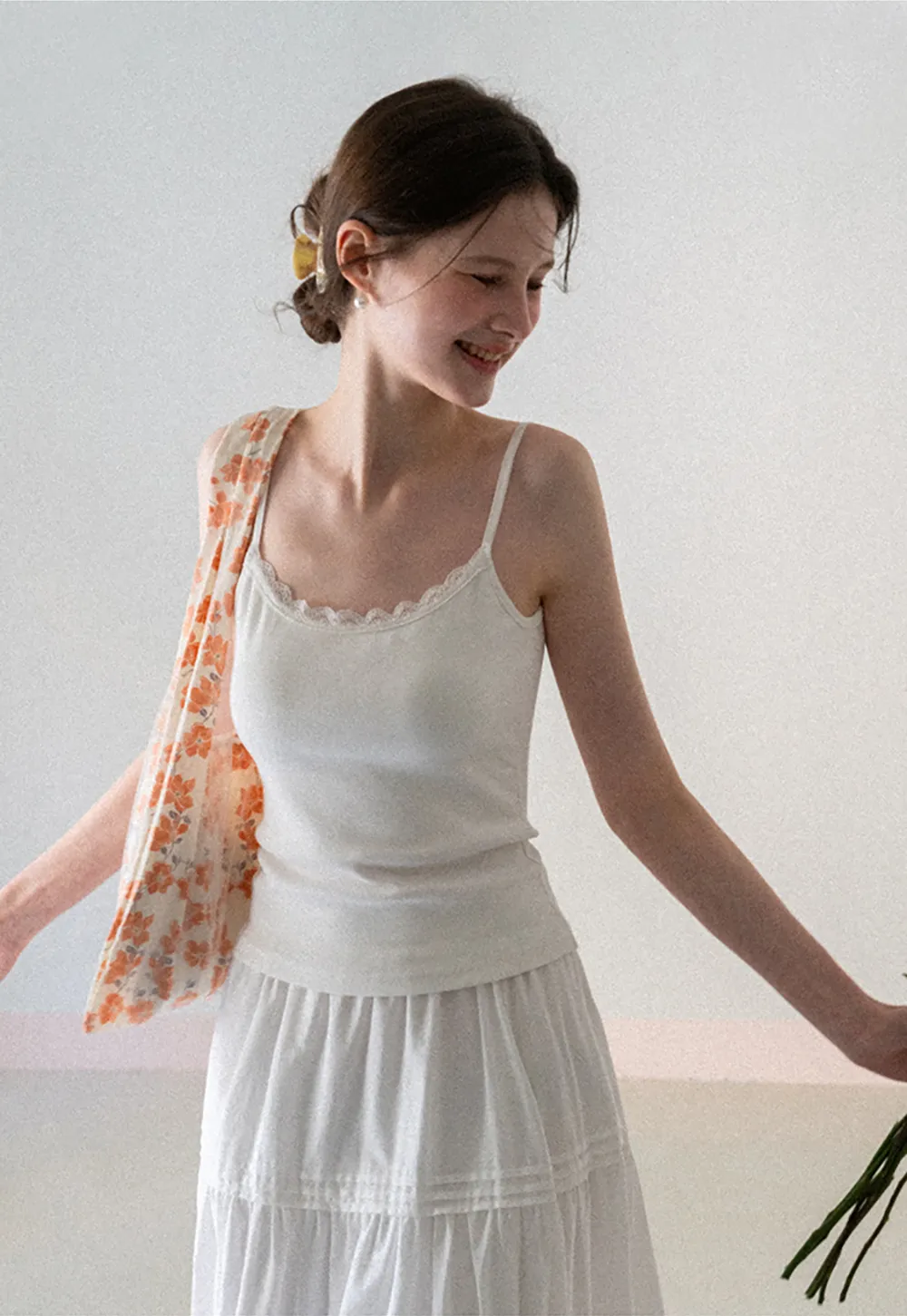 Lace Trimmed Sleeveless Camisole Top