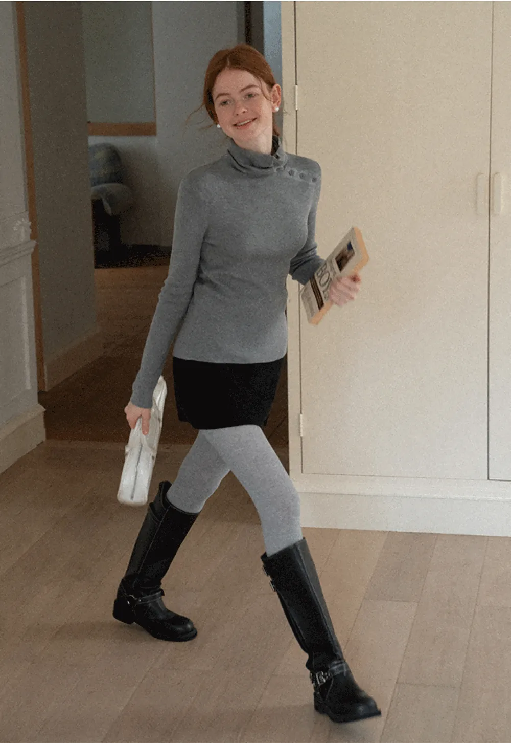 Turtleneck Sweater Long Sleeve Knitwear Women's Fitted Top