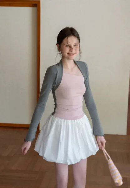 Puffed skirt with drawstring waist