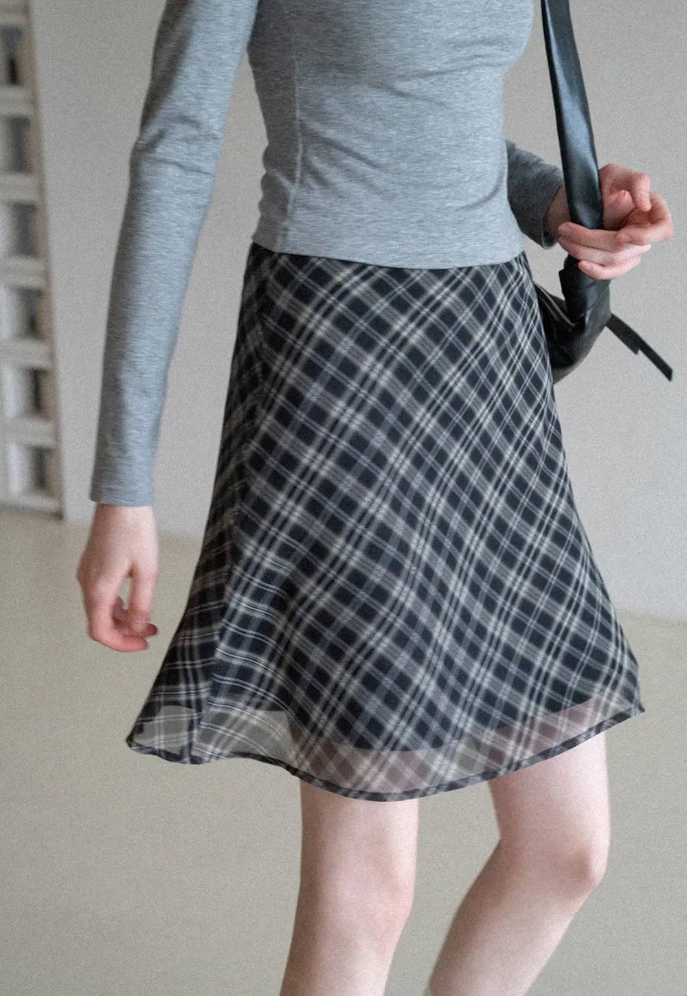 Plaid Skirt with Flowy Hem Design