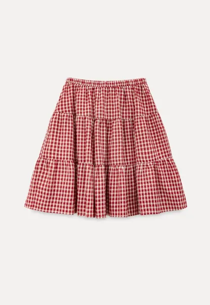 Gingham Pattern Tiered Skirt