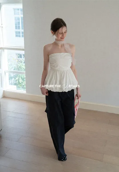 Smocked Waist Checkered Tank Top