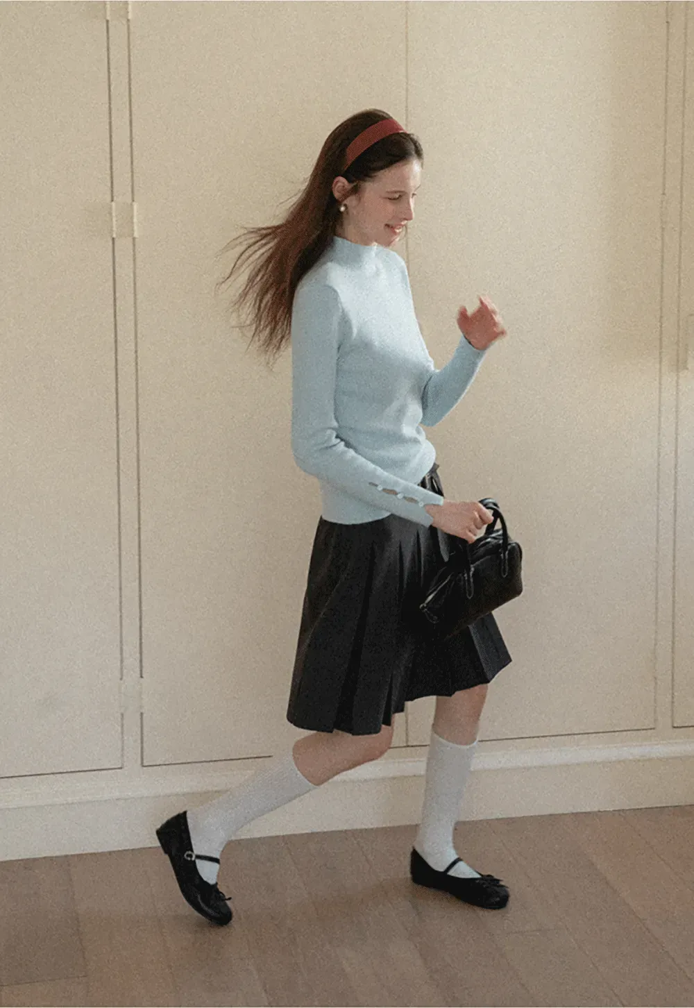 Pleated A Line Skirt with Belt Detail