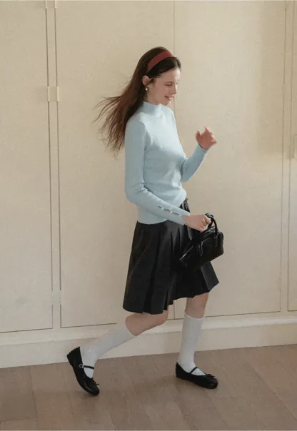 Pleated A Line Skirt with Belt Detail
