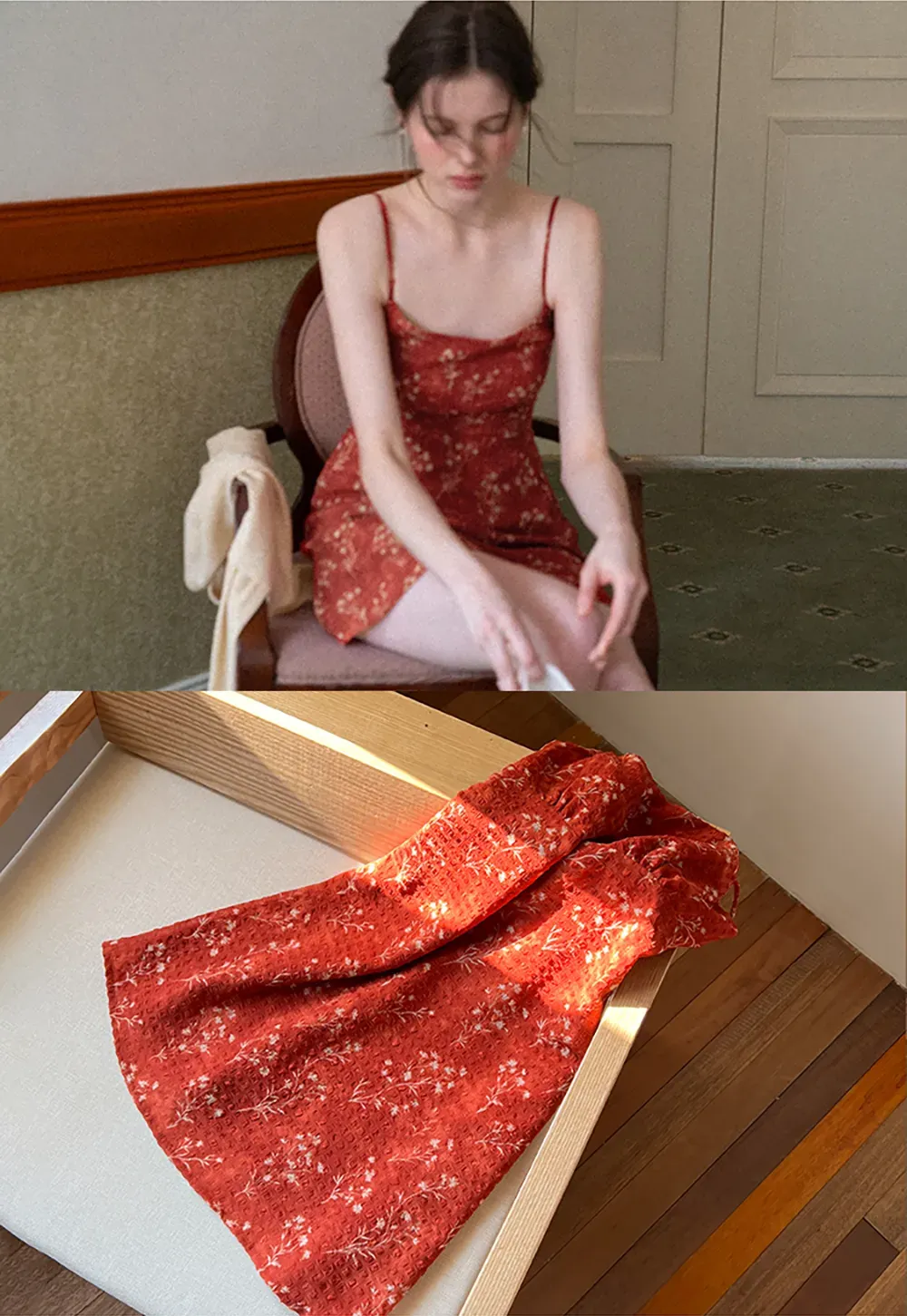 Floral Print Slip Dress with Thin Straps