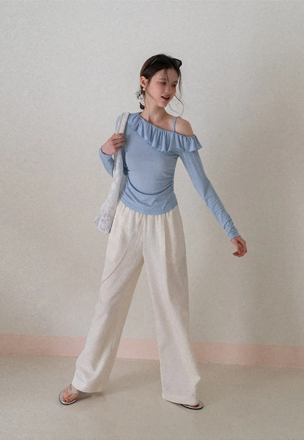 Wide Leg Drawstring Casual Pants