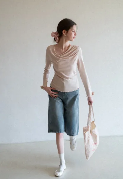 Wide Leg Denim Shorts with Belt and Back Pockets