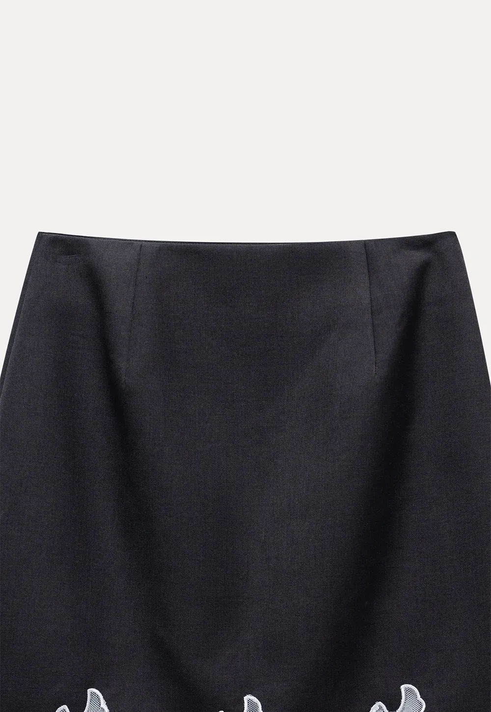 Scalloped Lace-Trim Mini Skirt