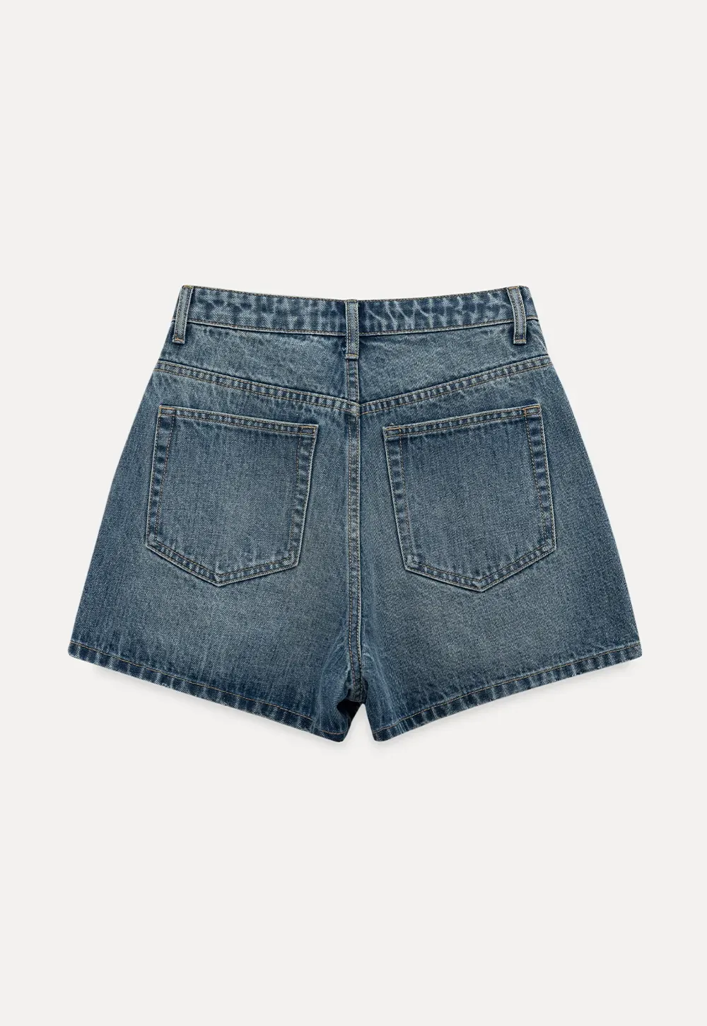 Denim Mini Skirt with Front Pocket and Frayed Hem
