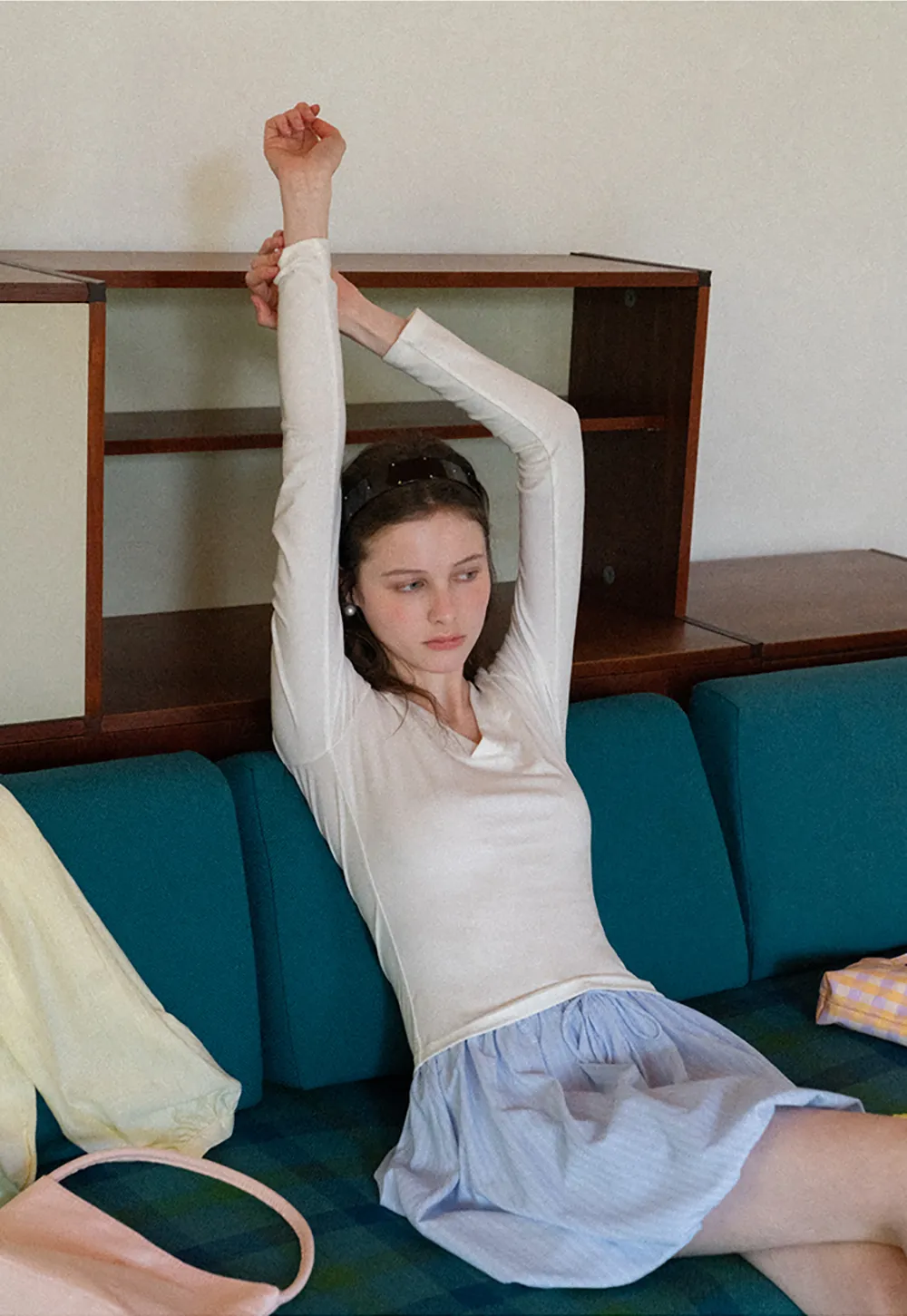 Puffed skirt with drawstring waist