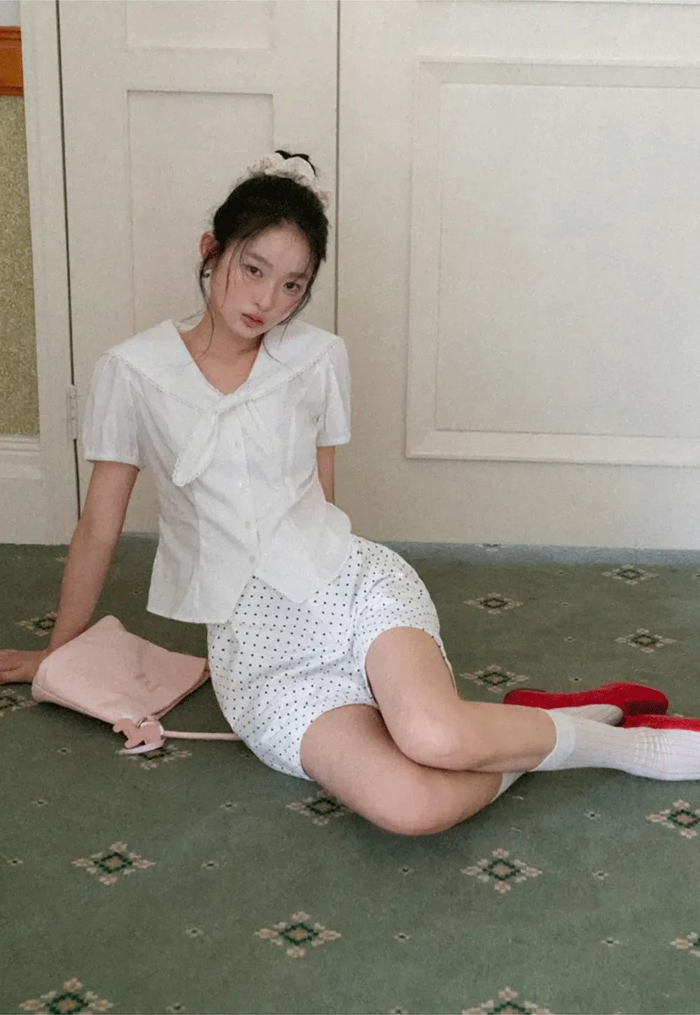 Polka Dot Shorts with Pleated Design