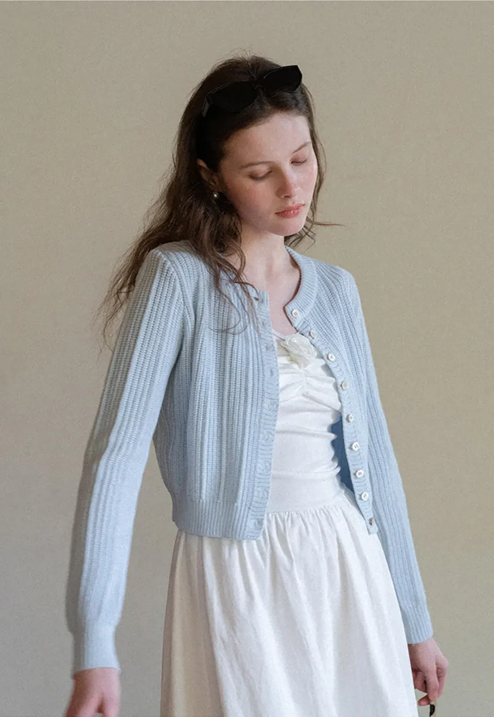 Ribbed Knit Cardigan with Button Closure