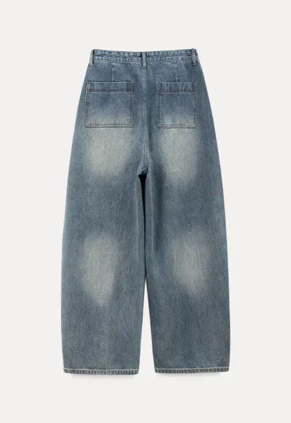 wide leg denim jeans with high waist design