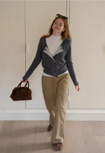 Elegant Basic Knit Sweater with Ribbed Hem and Sleeves