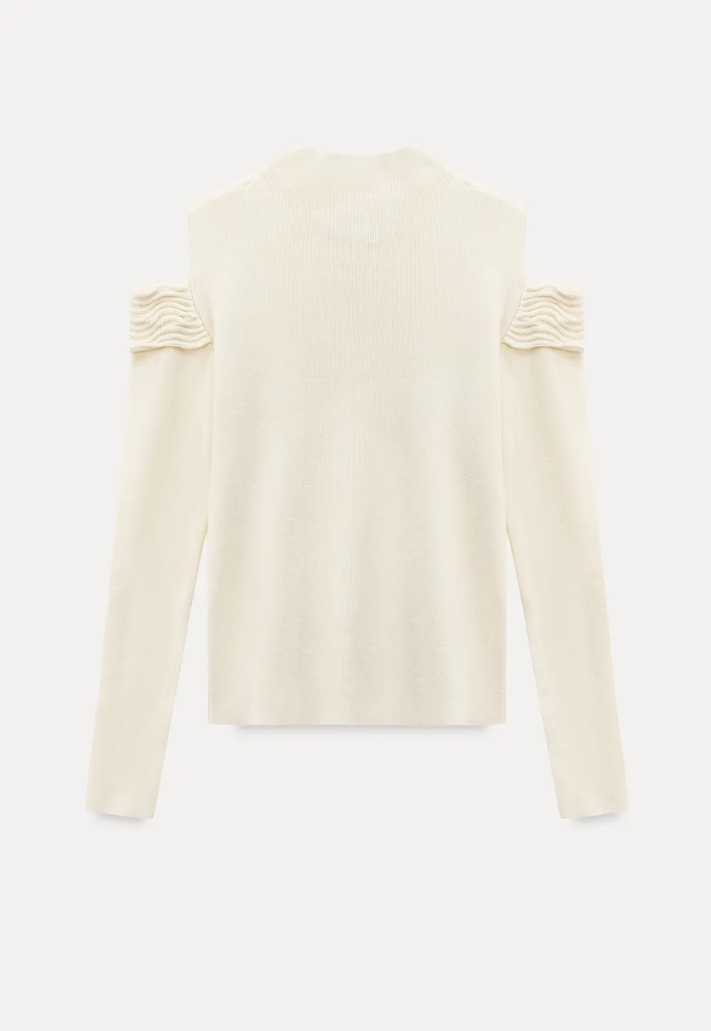 Elegant Off Shoulder Knit Sweater with Wave Detail