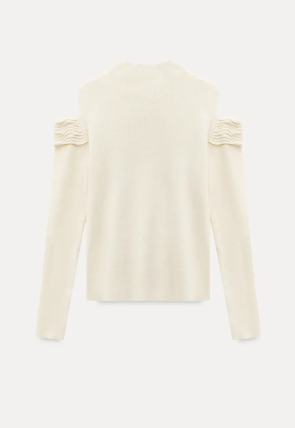 Elegant Off Shoulder Knit Sweater with Wave Detail