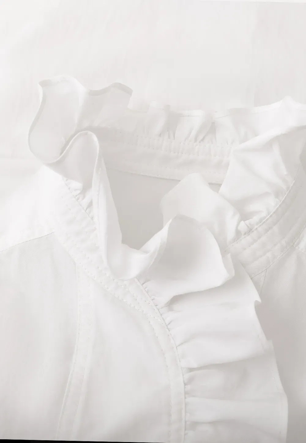 Elegant Ruffled Collar Blouse with Flared Cuffs