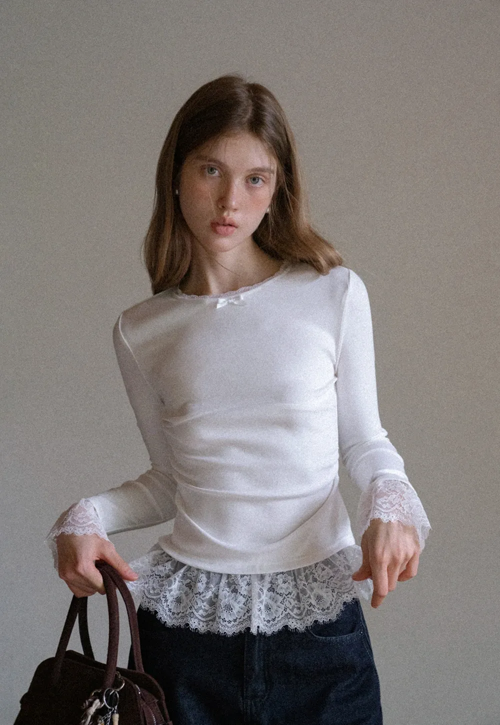 Womens White Long Sleeve Top