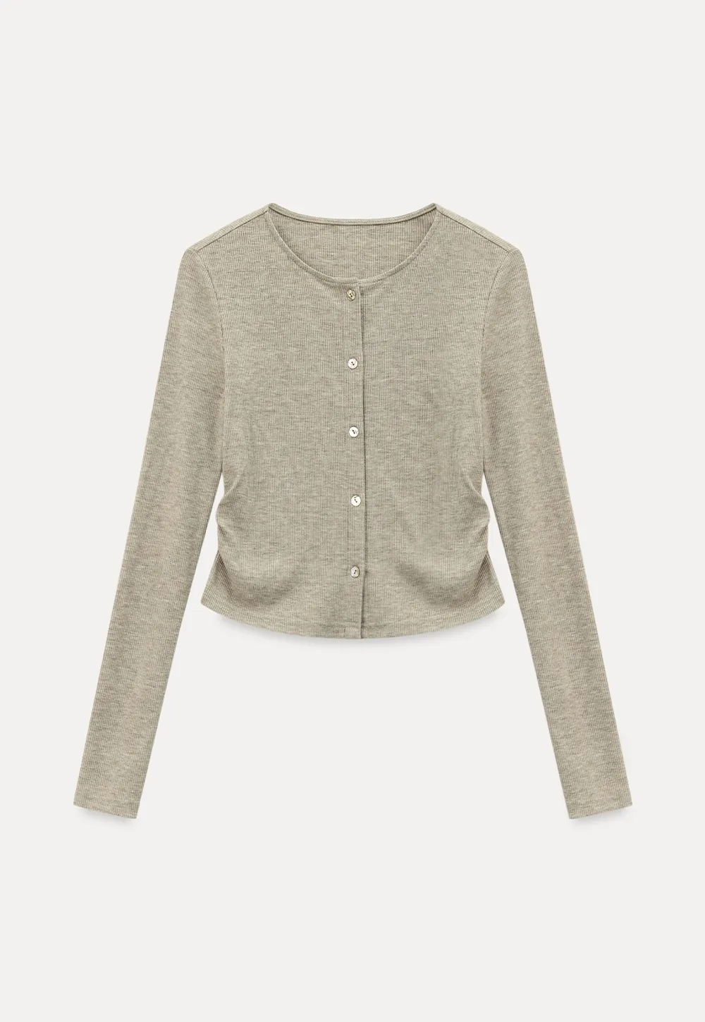 Long sleeve button front top and asymmetrical skirt