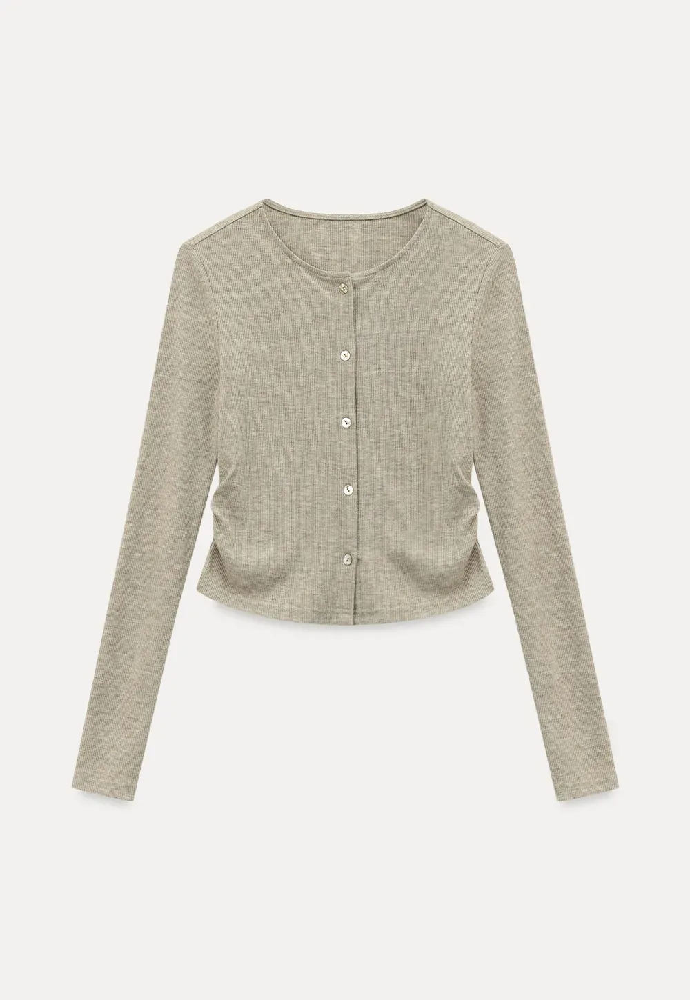 Long sleeve button front top and asymmetrical skirt