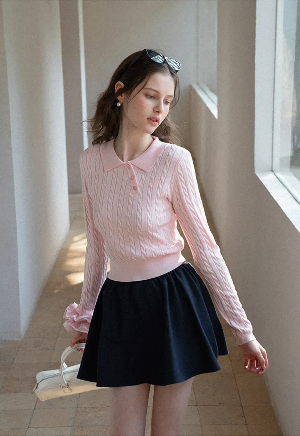 Pleated A-line Mini Skirt with Waistband