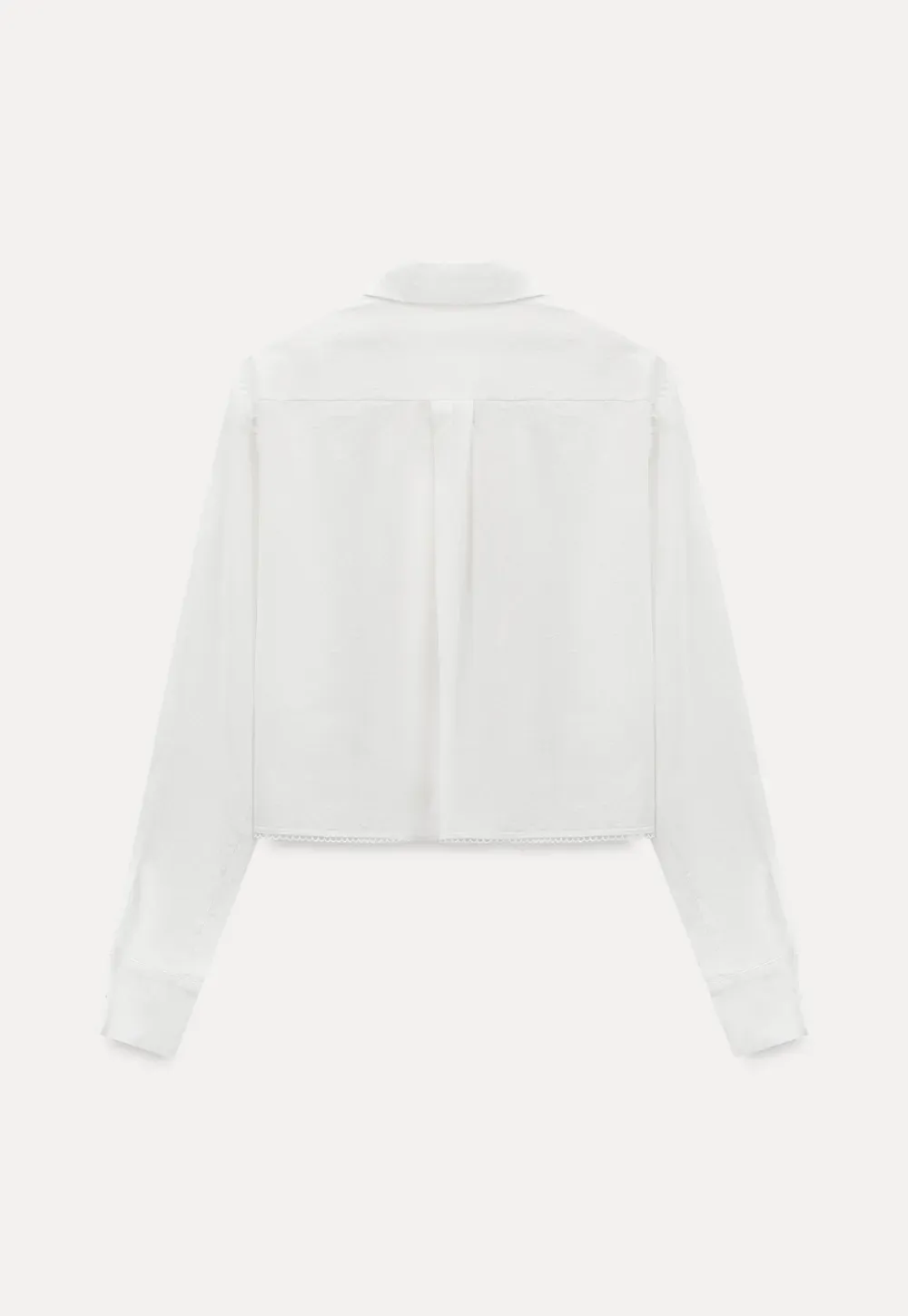 Long sleeve button front shirt with scalloped hem