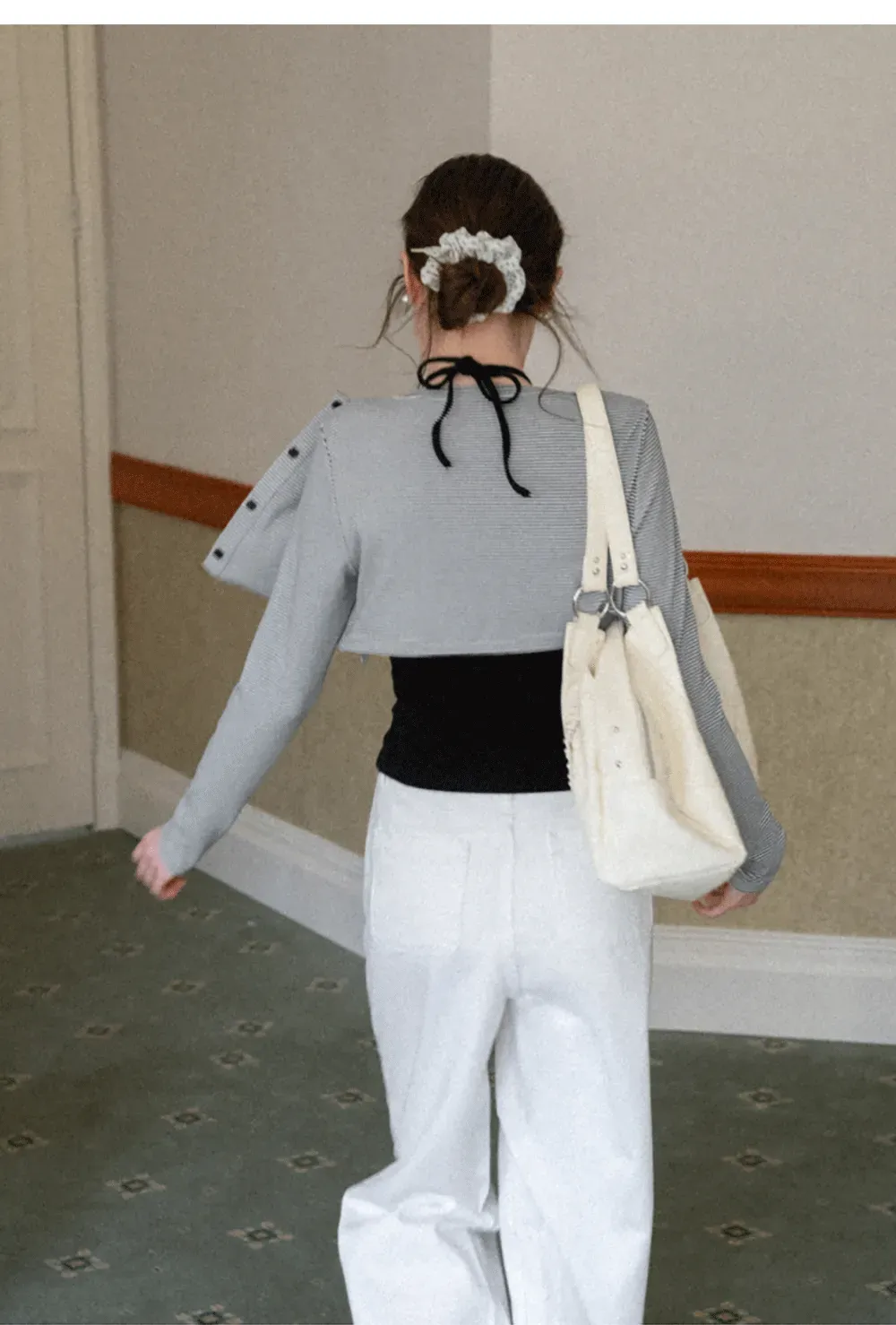 Striped cardigan with buttons and V neck tank top