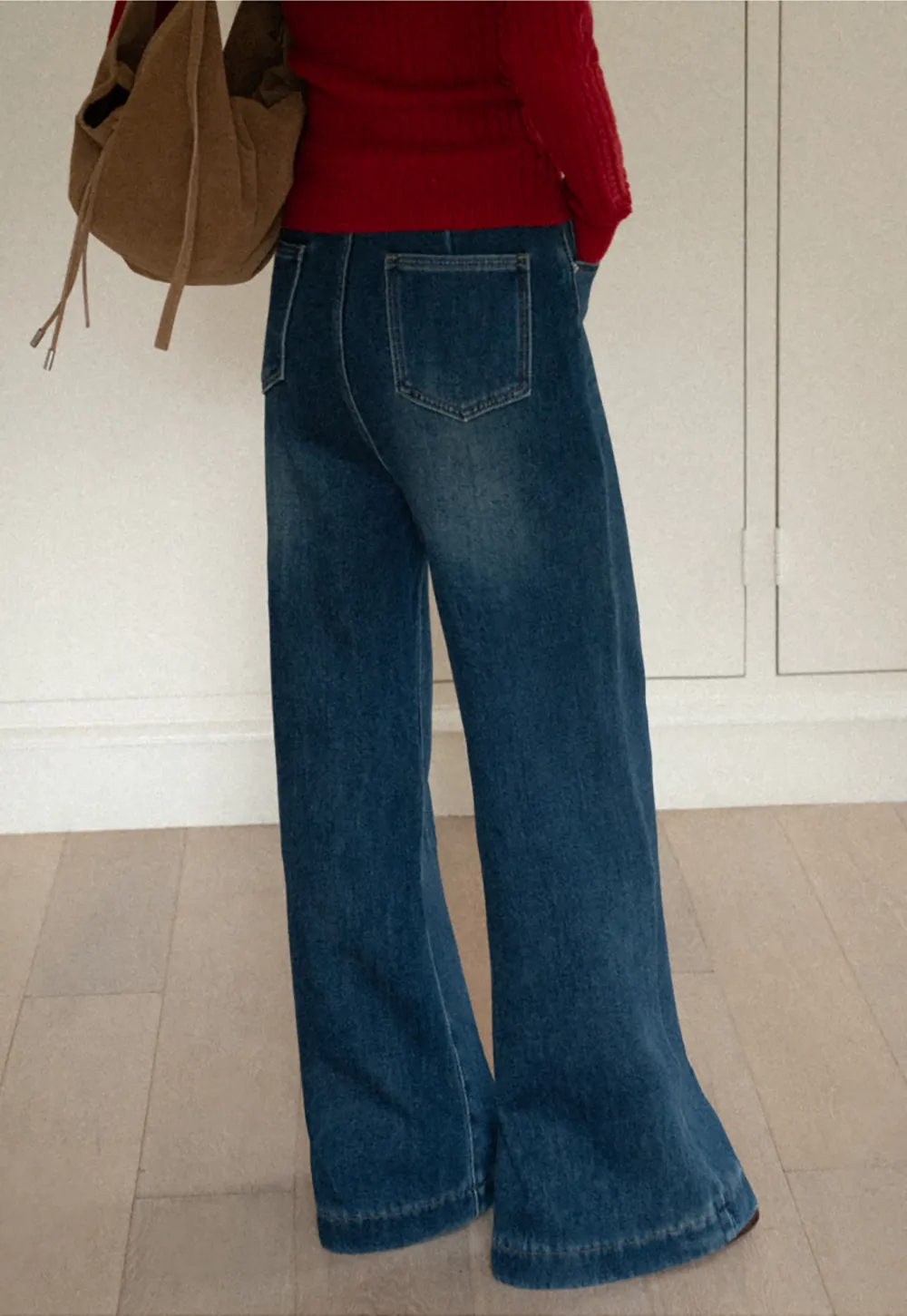 Wide Leg Denim Jeans with Belt Loop