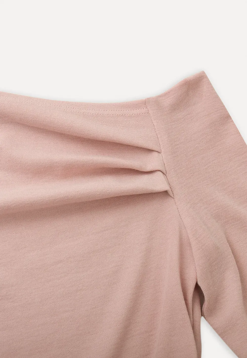 Long sleeve off shoulder top with neck tie detail