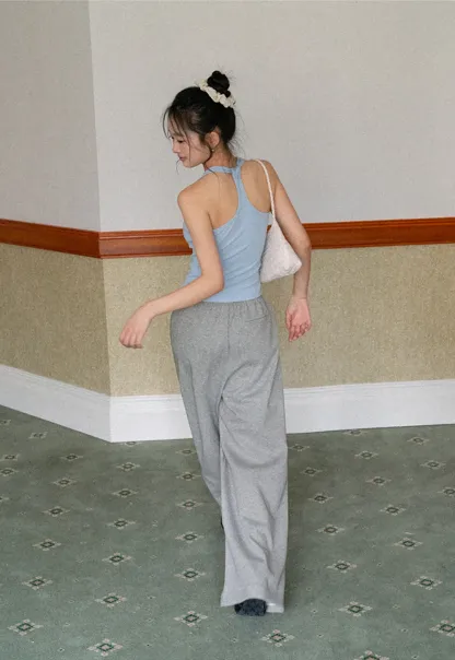 Wide Leg Drawstring Waist Casual Pants