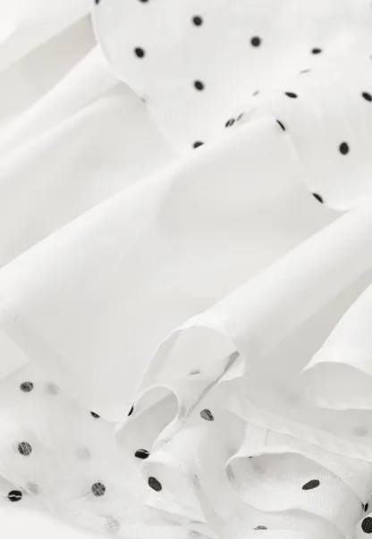 Polka dot pleated skirt with elastic waistband