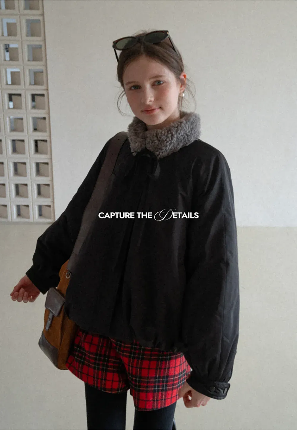 High waist plaid shorts with front pocket design