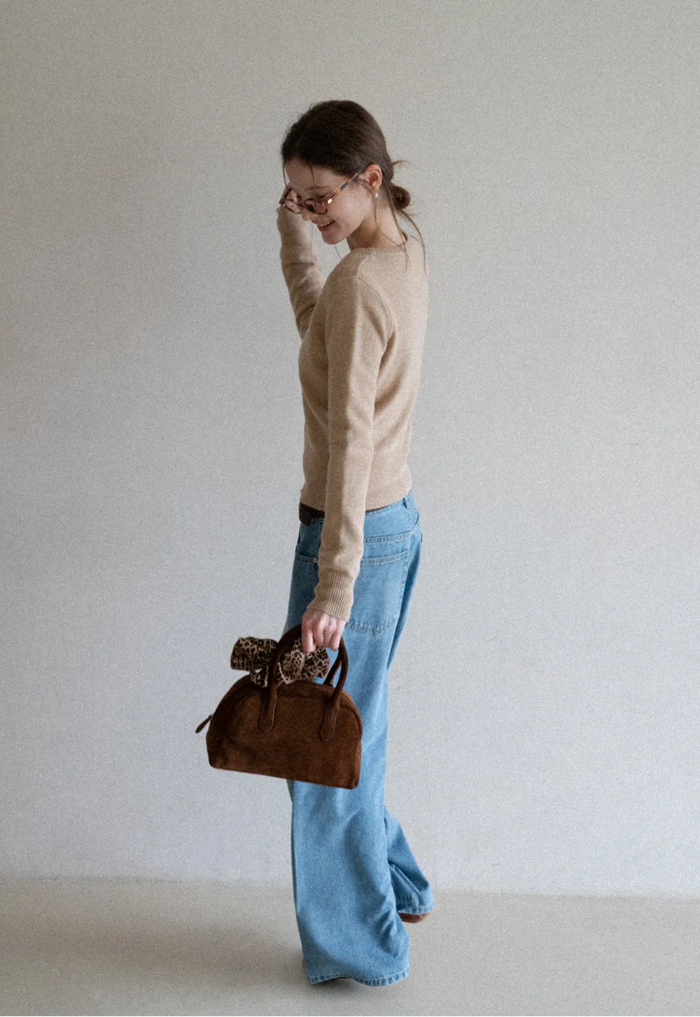 V Neck Knit Sweater with Layered Collar Design