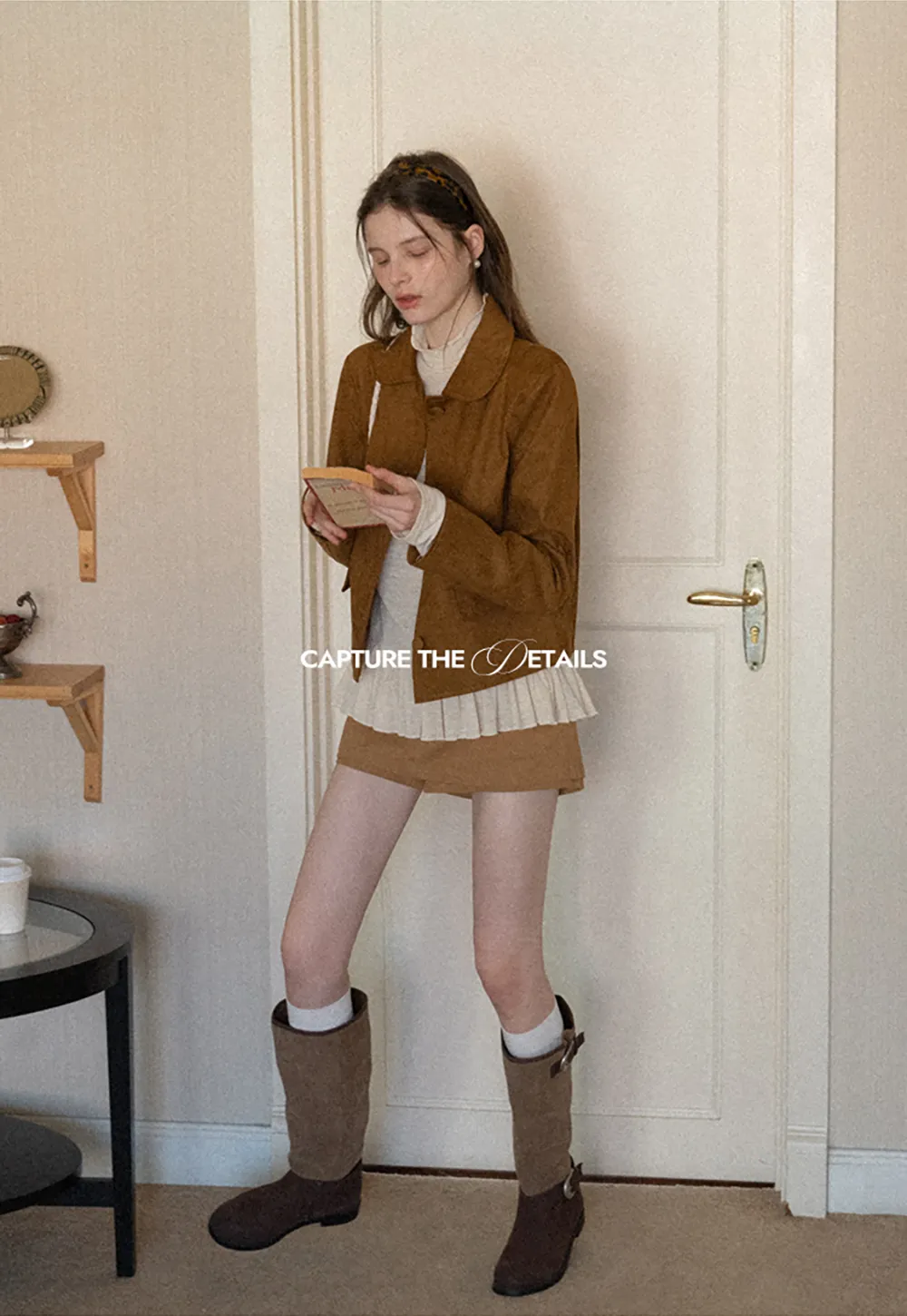 Soft Faux Suede Jacket with Button Closure and Collar Design