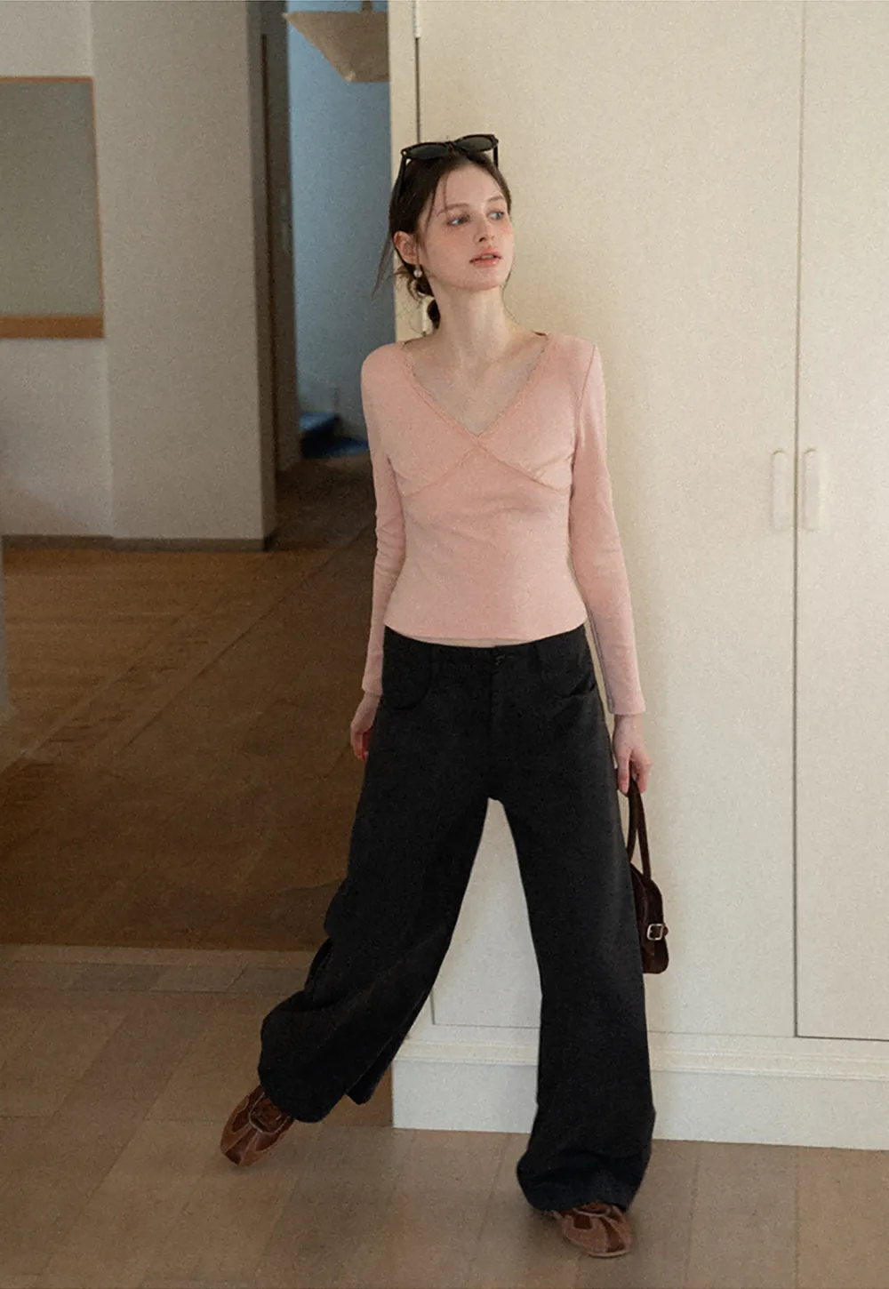 Wide leg high waist casual pants for women