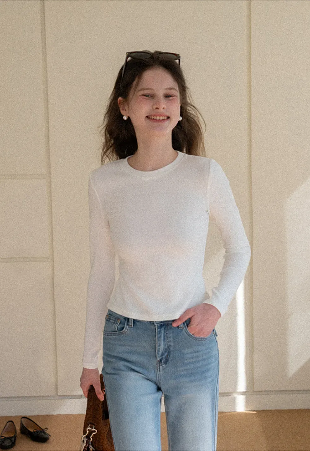 Elegant Long Sleeve Top with Neck Tie Detail