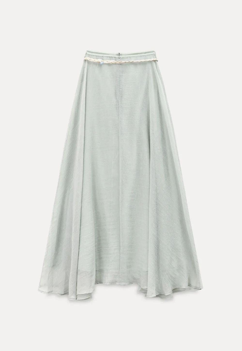 Flowy Maxi Skirt with Lace Trim and Drawstring Waist