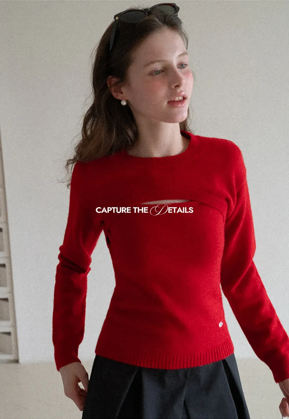 Cutout Detail Round Neck Knit Sweater