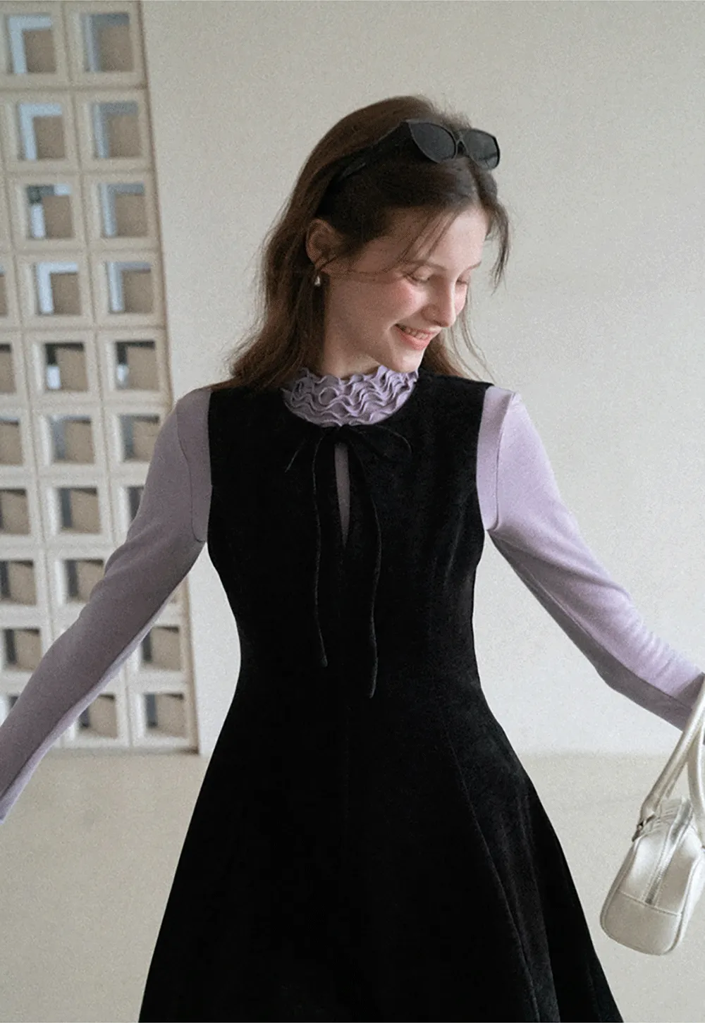 Elegant High Neck Long Sleeve Top with Ruffle Detail