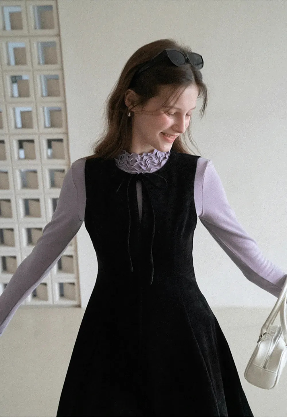 Elegant High Neck Long Sleeve Top with Ruffle Detail