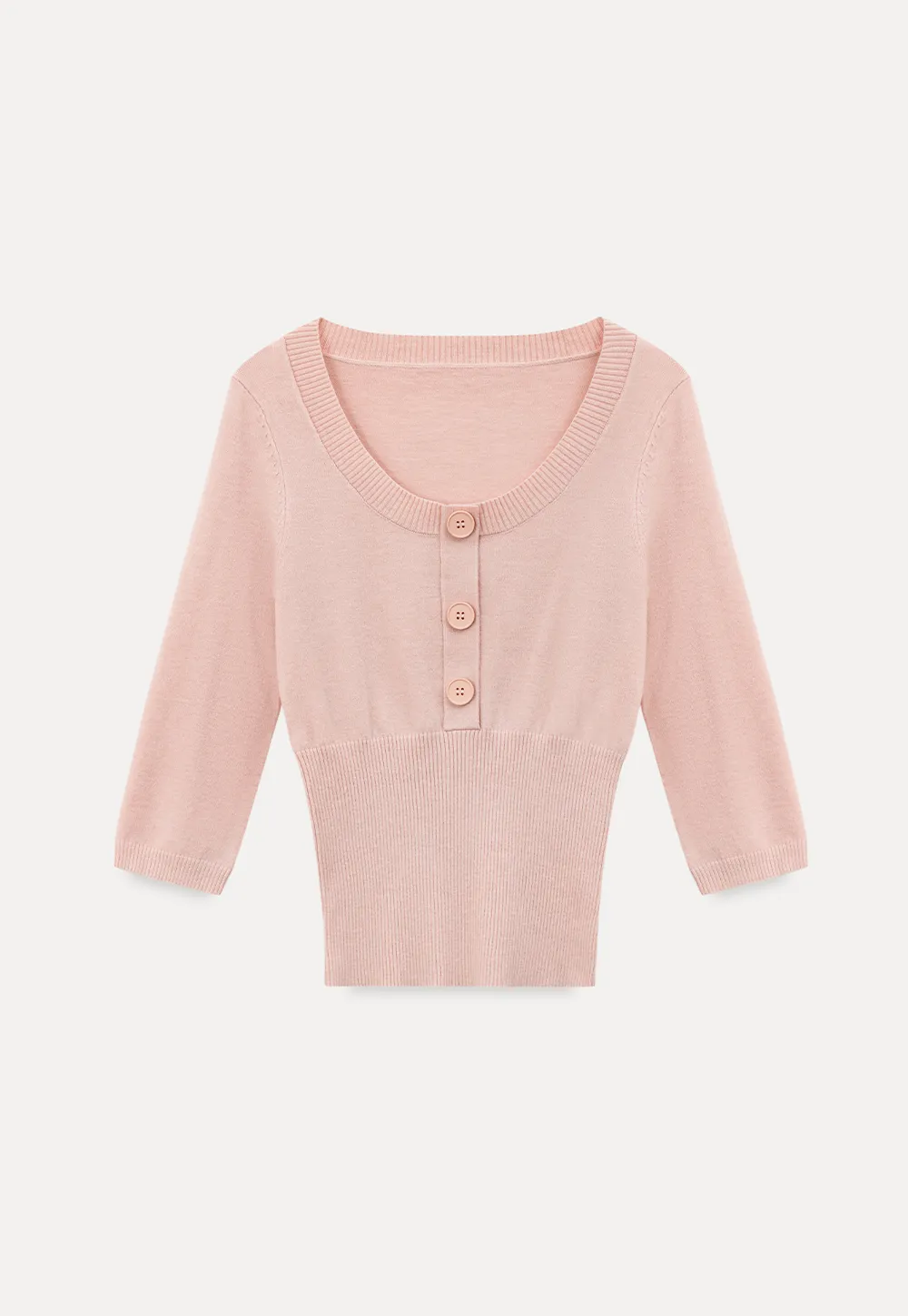 Woolen knit sweater with ribbed hem and cuffs