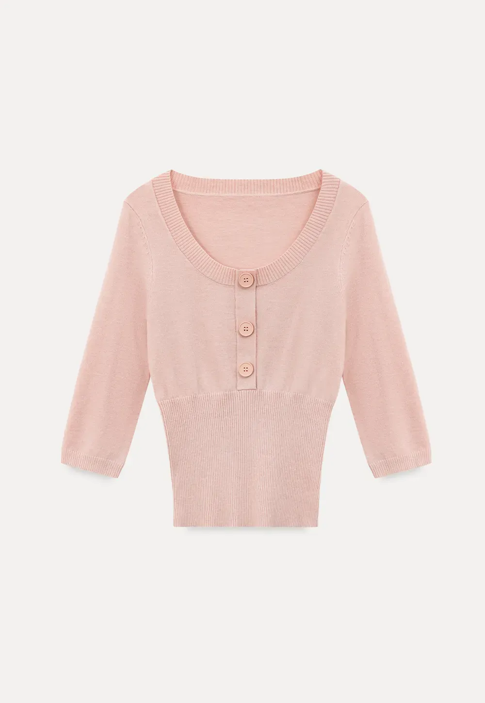 Woolen knit sweater with ribbed hem and cuffs