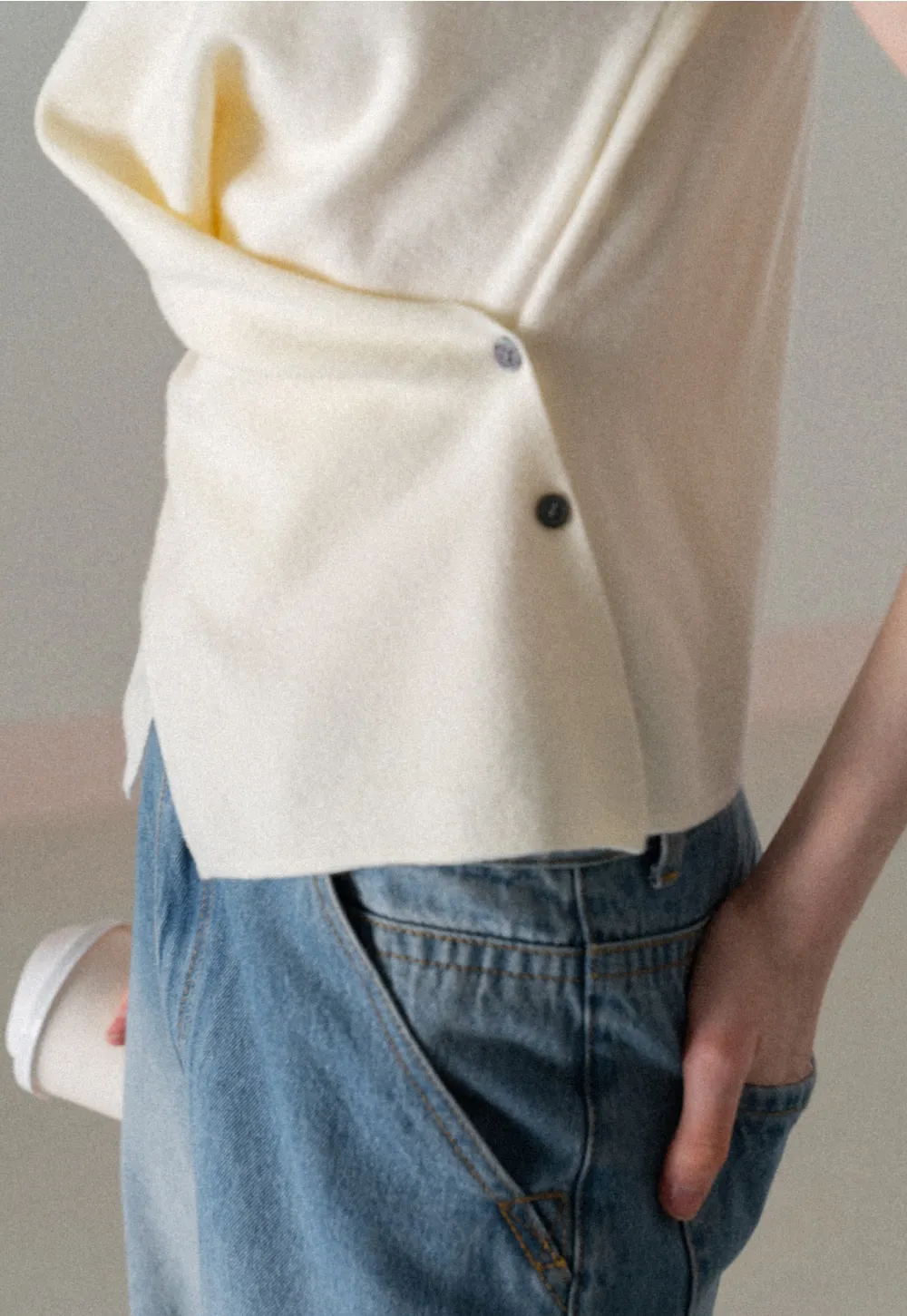 Lightweight Knit Top with Asymmetrical Hem