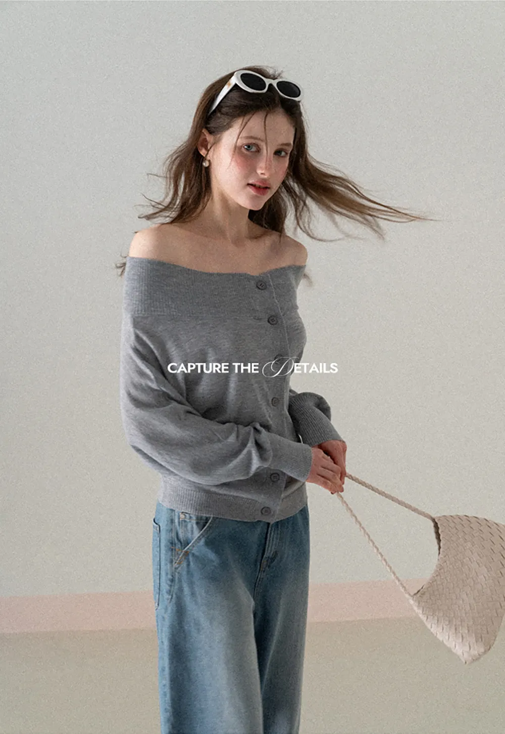 Off Shoulder Knit Cardigan with Button Front