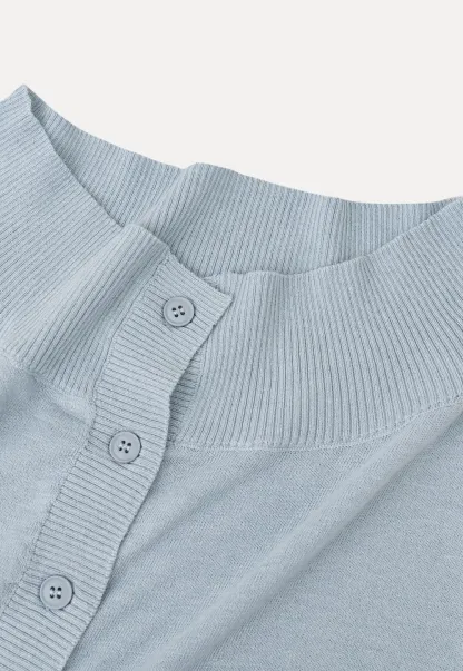 Off Shoulder Knit Cardigan with Button Front