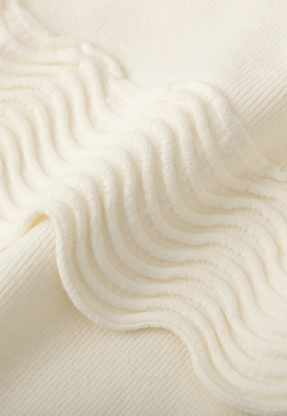 Elegant Off Shoulder Knit Sweater with Wave Detail